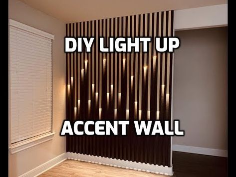 (16) DIY Accent Wall with Lights | Quarantine Project | Feature Wall - YouTube Accent Wall With Lights, Wall With Lights, Wood Wall Design, Feature Wall Design, Accent Wall Designs, Wood Slat Wall, Diy Accent Wall, Wood Accent Wall, Accent Walls In Living Room