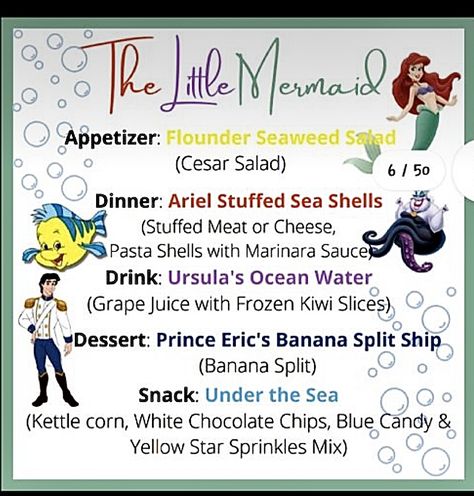 Disney Dinner Ideas, Disney Dinner Recipes, Disney Movie Dinner Ideas, Movie Food Ideas, Disney Movie Themed Food, Theme Dinners Ideas, Disney Movie Themed Dinner, Family Movie Night Themes, Disney Movie Night Menu