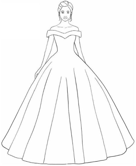 Step by step drawing a ball gown - Charcoals Ball Gown Drawing Sketches, Party Wear Dress Drawing, Simple Dress Design Drawing, Dress Drawing Easy Step By Step, Party Wear Drawing, Gown Designs Drawing, Gown Drawing Sketches Easy, Ballgown Drawing, Gown Sketches Design