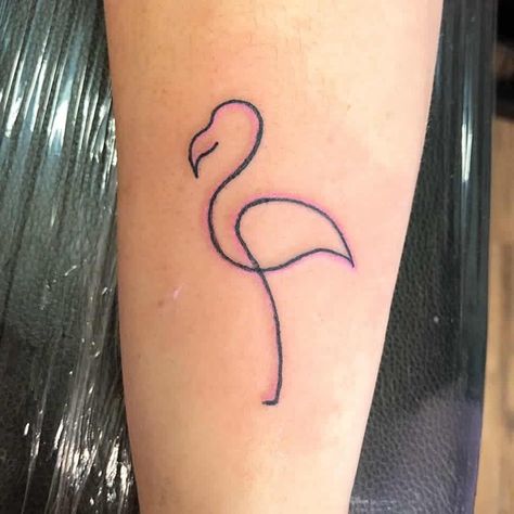 Flamingo line tattoo in Tulsa, OK-Artist Caroline Divine Tattoos. Stick Flamingo Tattoo, Flamingo Forearm Tattoo, Flamingo Fine Line, Flamingo Hand Tattoo, Flamingo Tattoo Small Simple, Single Line Flamingo Tattoo, Tiny Flamingo Tattoos For Women, One Line Flamingo Tattoo, Matching Flamingo Tattoos