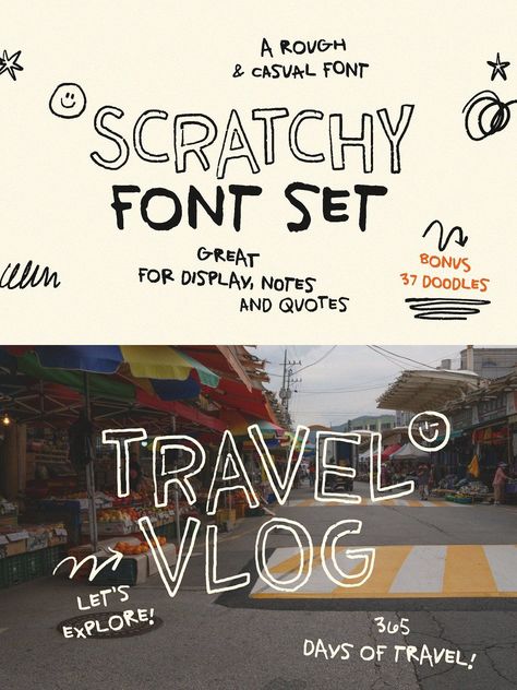 Scratchy Font! Handwriting! Texture!, #Display #Fonts Fonts And Typography, Canva Doodle Font, Doodles Graphic Design, Scrapbook Website Design, Good Notes Fonts, Font Mixing, Doodle Branding, Types Of Calligraphy, Sleek Fonts