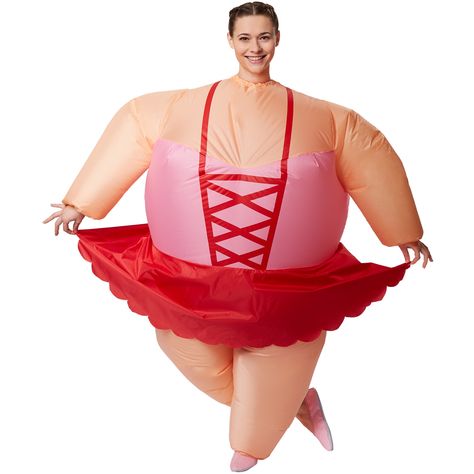 This inflatable unisex ballerina costume consists of a costume including a fan with battery compartment and instructions. 4 AA batteries are required to power the costume and these are not included. Material 100 polyester. Fancy dancing up in a tutu Impress everyone with your grace and poise in this inflatable ballerina costume. Pirouette into the hearts of all the other party goers at any fancy dress or Halloween party. You'll be sure to have all eyes on you in this inflatable ballerina costume. With the right makeup and accessories, use your imagination and create the character of your choice. You'll find plenty more products such as wigs and costumes for women, men and children here in our online shop. Ballerina Costume, Halloween Costume Mask, Target Dress, Funny Ads, Pinterest Ads, Very Funny Pictures, Romantic Dress, Sushi Rolls, Real Funny Jokes