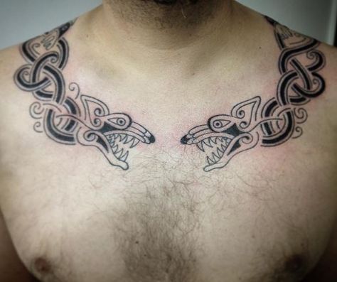 Celtic Elbow Tattoo, Celtic Torc Tattoo, Celtic Chest Tattoo Men, Celtic Neck Tattoo, Irish Celtic Tattoos, Celtic Wolf Tattoo, Irish Tattoo, Celtic Tattoos For Men, Collar Tattoo