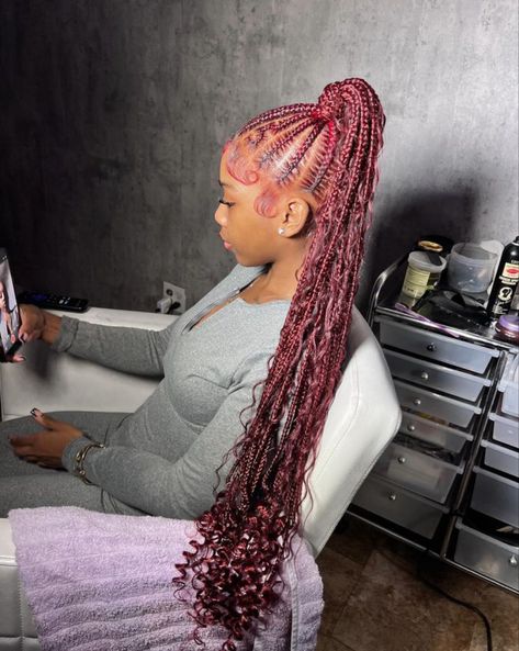 pretty & unique braids. follow for more content. Red Braids, Protective Braids, Locs Styles, Braided Hairstyles For Black Women Cornrows, Feed In Braids Hairstyles, Braided Cornrow Hairstyles, Box Braids Hairstyles For Black Women, Cute Braided Hairstyles, Braided Hairstyles For Teens