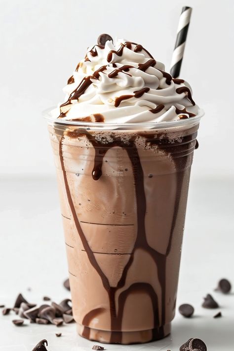 This copycat Starbucks double chocolate chip frappuccino is the ultimate indulgence! With just 6 ingredients, you can have your favorite Starbucks treat right at home. Frappe Ideas, Starbucks Chocolate Chip Cookies, Double Chocolate Chip Frappuccino, Frappe Drinks, Chocolate Chip Frappe, Chocolate Frappe, Drinks From Starbucks, Ashley Rivera, Drink Styling