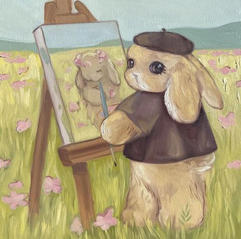 Artist Prints, Art Mignon, Bunny Painting, Bel Art, Cute Paintings, Fairytale Art, A Bunny, Weird Art, Print Artist