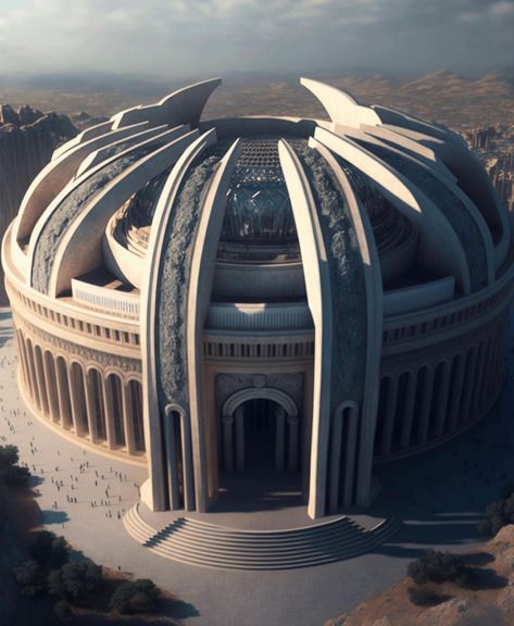 Futuristic Greek Architecture, Futuristic Ancient Greece, Futuristic Roman Empire, African Futurism Architecture, Greek Futuristic, Egypt Futuristic, Futuristic Kingdom, Futuristic Palace, Futuristic Roman