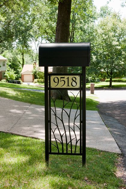 Branches Mailbox Stand by Trellis Art Designs Unique Mailbox Post Ideas Diy, Iron Mailbox Ideas, Wrought Iron Mailbox Ideas, Metal Mailbox Ideas, Wrought Iron Mailbox, Entry Designs, Trellis Art, Country Mailbox, Mailbox Designs