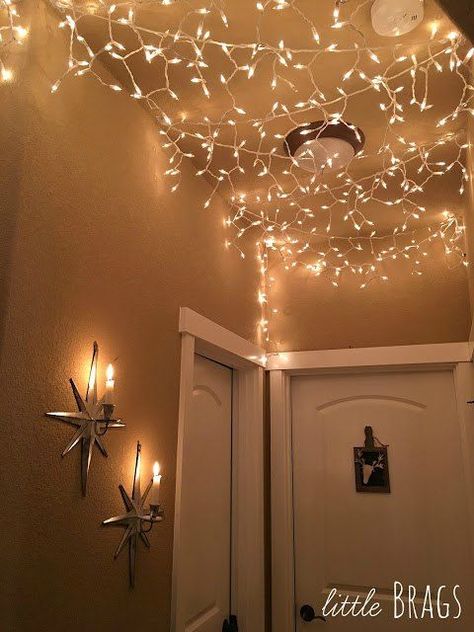 s make your home a winter wonderland with these stunning ideas, Magical Winter Icicle Hallway Christmas Ceiling Decorations, Indoor Christmas Lights, Christmas House Tour, Christmas Light Installation, Hanging Christmas Lights, Magical Winter, Mormon Temple, Icicle Lights, Merry Christmas To You