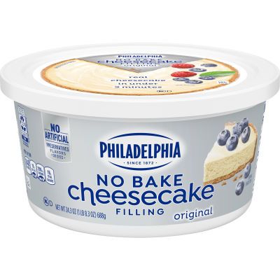 Add this ready-to-eat cheesecake filling to your graham cracker crust for a quick and easy dessert your guests will love. Simply scoop onto your base and top with berries, fruit sauce or chocolate for that perfect cheesecake every time. Available in a 24.3 oz tub, this delicious cheesecake filling offers the classic taste of cheesecake for those times you just don No Bake Philadelphia Cheesecake Recipe, No Bake Philadelphia Cheesecake Filling, Phillidelphia Cream Cheesecake, Philadelphia Ready To Eat Cheesecake Filling Recipes, Philadelphia Cheesecake No Bake Filling, Desserts With Cheesecake Filling, No Bake Cheesecake Philadelphia Recipe, Philly No Bake Cheesecake Recipes, Cheesecake Recipes Easy Philadelphia No Bake