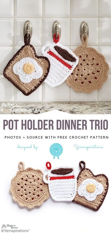 Kitchen Crochet, Confection Au Crochet, Pola Amigurumi, Crochet Potholders, Crochet Food, Crochet Dishcloths, Crochet Kitchen, Crochet Home Decor, Crochet For Home