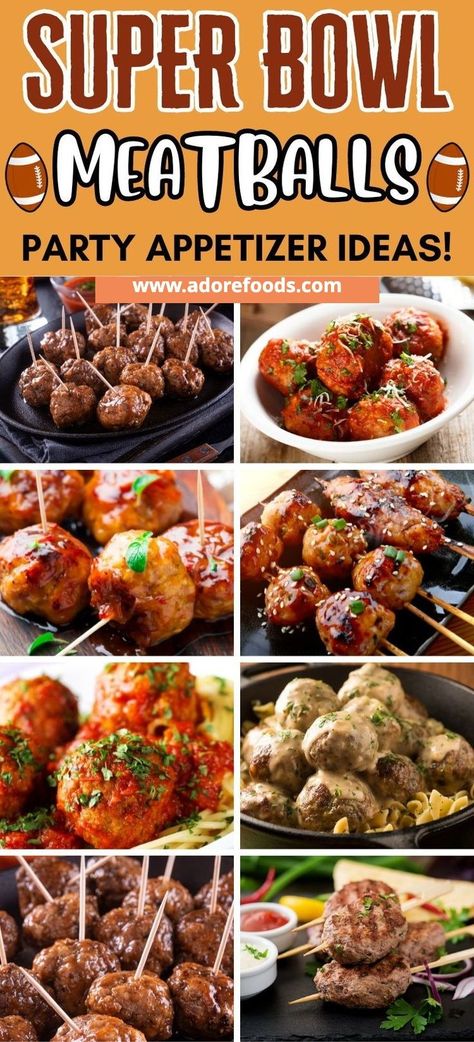 Whether you're hosting a Super Bowl party or tailgating on the weekend, meatballs are an easy way to serve a crowd and this collection of the best meatball recipes has something for every occasion #superbowlappetizerideas#superbowlparty #gamedaypartyfood Hearty Finger Foods, Super Bowl Meatballs, Gameday Party Food, Meatball Appetizer Recipes, Football Food Appetizers, Meatball Appetizer, Gameday Food, Party Meatballs, Sweet Chili Dipping Sauce