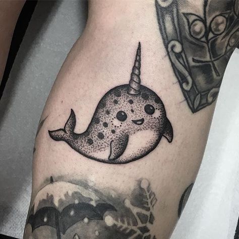 Narwal Tattoo, Fish Scale Tattoo, Narwhal Tattoo, Sea Tattoos, Medium Tattoos, Cute Animal Tattoos, Filler Tattoo, Themed Tattoos, Scale Tattoo