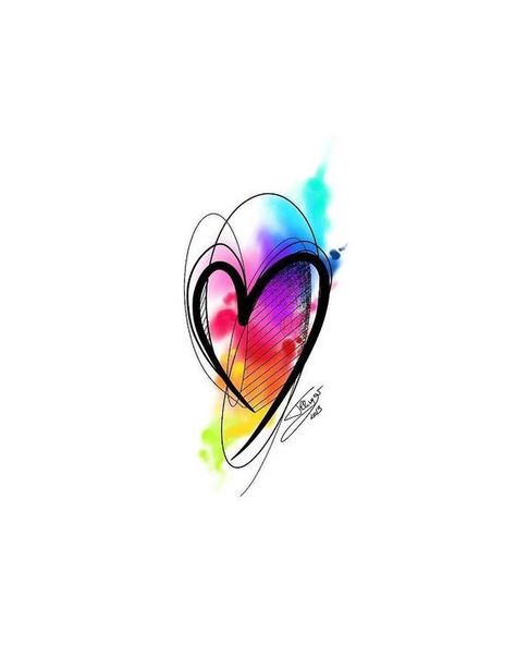 Heart Watercolor Tattoo, Watercolor Heart Tattoos, Tatuaje A Color, Heart Tattoo Designs, Watercolor Heart, Abstract Tattoo, Mandala Tattoo, Couple Tattoos, Creative Tattoos