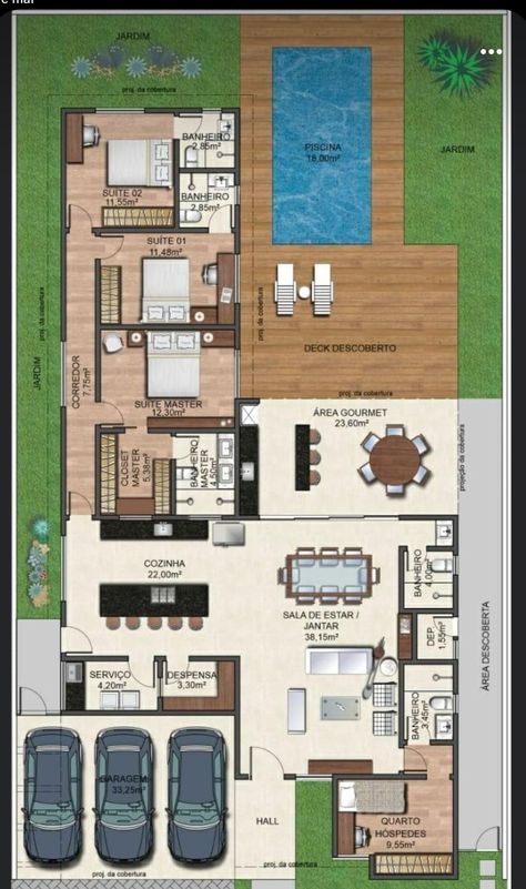 Plan Interior Design, 3d Floor Plans, Beach House Plans, House Floor Design, Building House Plans Designs, Building Plans House, Architectural Floor Plans, Architectural Design House Plans, Modern Style House Plans