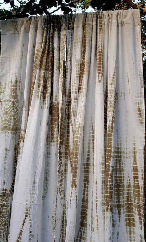 Tie Dye Curtains, Dye Curtains, Bohemian Curtains, Unique Curtains, Shibori Pattern, Brown Tie, Cotton Curtains, Linen Curtains, Curtain Designs