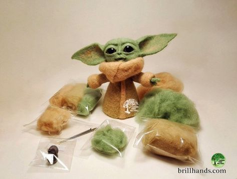 Baby Yoda Needle felting kit – Felting Doorstop Diy, Felt Shamrocks, Cat Doorstop, Felted Balls, Felting Inspiration, Felting Tutorial, Bunny Hair, Mask Patterns, Needle Felting Tutorial