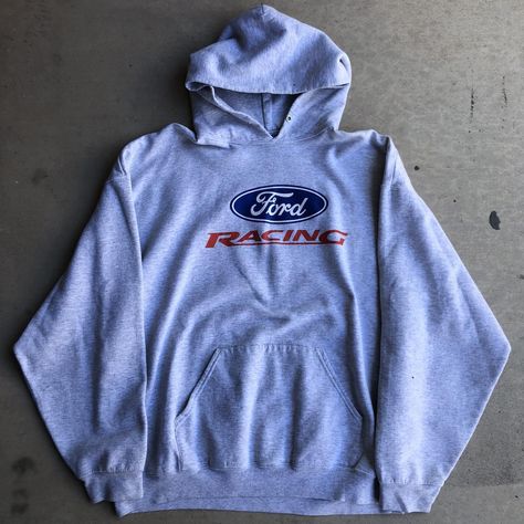 Vintage Y2K Ford Racing Hoodie Measurements: Size... - Depop Vintage Hoodies 90s, Car Hoodie, Hoodies Vintage, Racing Hoodie, Hoodie Weather, Ford Racing, 90s Fashion Outfits, Vintage Hoodie, Vintage Hoodies