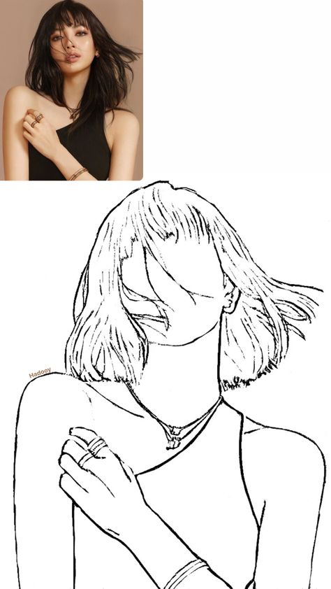 Lisa Outline Drawing, Blackpink Outline Art, Blackpink Sketch Easy, Blackpink Outline Drawing, Lisa Art Drawing, Lisa Blackpink Sketch, Blackpink Line Art, Lisa Blackpink Drawing, Lisa Line Art