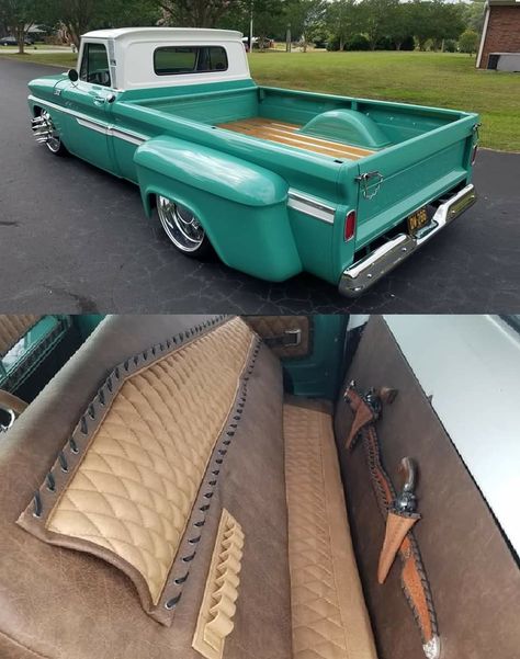 1965 C10 Chevy Truck Interior, Custom Leather Truck Interior, Pickup Truck Bed Ideas, C10 Chevy Truck Interior, Western Truck Interior, Chevy Suv, Obs Ford, Cool Truck Accessories, Custom Lifted Trucks