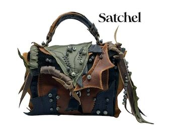 Fantasy Satchel Leather Bags, Fantasy Satchel, Leaf Bag, Brown Leather Satchel, Leather Leaf, Festival Bag, Top Handle Bags, Novelty Bags, Leather Bags Handmade