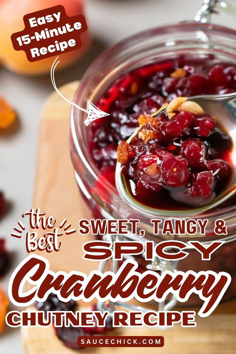 Spicy Cranberry Chutney Recipe Cranberry Jalapeno Chutney, Cranberry Chutney Recipes, Christmas Chutney Recipes, Cranberry Orange Chutney, Chutney Recipes Christmas, Spicy Cranberry Sauce, Cranberry Chutney Recipe, Grocery Games, Apple Chutney Recipe