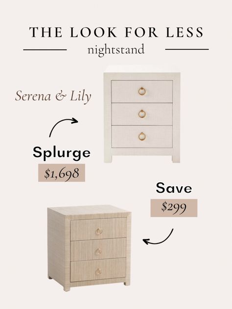 Get the look for less! Inspired by the Serena & Lily Driftway 3- Drawer Nightstand. This lookalike features the same wrapped linen finish and hardware! ••• Serena and lily, neutral nightstand, lookalike, Serena and Lily dupe, look for less, bedroom furniture Serena And Lily Driftway Nightstand, Serena And Lily Bedroom Ideas, Serena And Lily Duplicates, Neutral Nightstand, Serena And Lily Bedroom, Woven Nightstand, Console Ideas, Affordable Nightstand, Linen Upholstered Bed