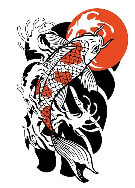 Koi Fish Tattoo Black, Fish Tattoo Black, Pez Koi Tattoo, Tattoo Japonais, Fish Tattoo Design, Japanese Koi Fish Tattoo, Henne Tattoo, Tattoo Black And White, Koi Tattoo Design