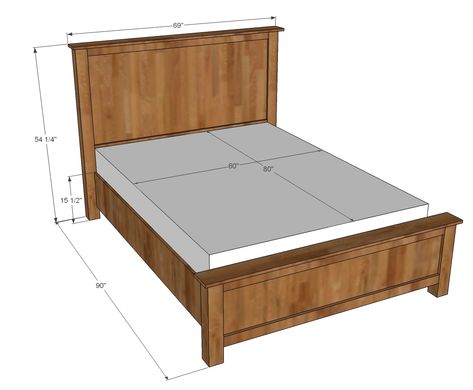 Queen Bed Frame Plans, Diy Queen Bed Frame, Diy Queen Bed, Queen Bed Plans, Queen Bed Frame Diy, Headboard Plan, Wood Bed Frame Diy, Wood Pallet Bed Frame, Wood Pallet Beds