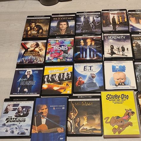 Blu-ray DVD collection, fast furious, Jurassic Park, star wars, die hard, E.T. Jurassic Park Collection, Blu Ray Collection, Dvd Collection, Paul Walker Photos, Star Wars The Force Awakens, The Greatest Showman, The Mummy, The Force Awakens, Electronic Media