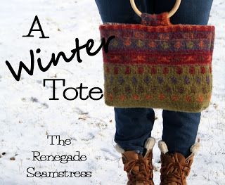 Refashion Co-op: An Easy Winter Sweater Tote Refashion Tutorial Renegade Seamstress, Winter Tote, Sew Crafts, Upcycled Sweaters, Yarn Creations, Follow Photo, Diy Sweater, Sweater Bags, Recycled Sweaters