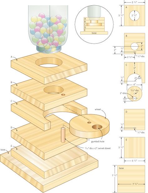 Woodworking Jigs, Candy Dispenser, Easy Wood, Work Diy, Gumball Machine, Home Workshop, Wooden Projects, Kids Wood, Laser Machine