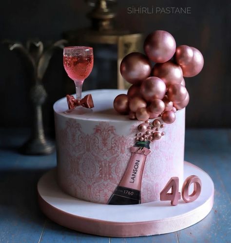 40th Birthday Cake Design, 40 Years Old Cake Woman, Cake Designs 40th Birthday, 40th Birthday Cake Designs For Women, 50th Birthday Colors For Women, 48th Birthday Cake For Women, Best Birthday Cakes For Women, Champagne Bubble Cake, Birthday Cakes 50th Women