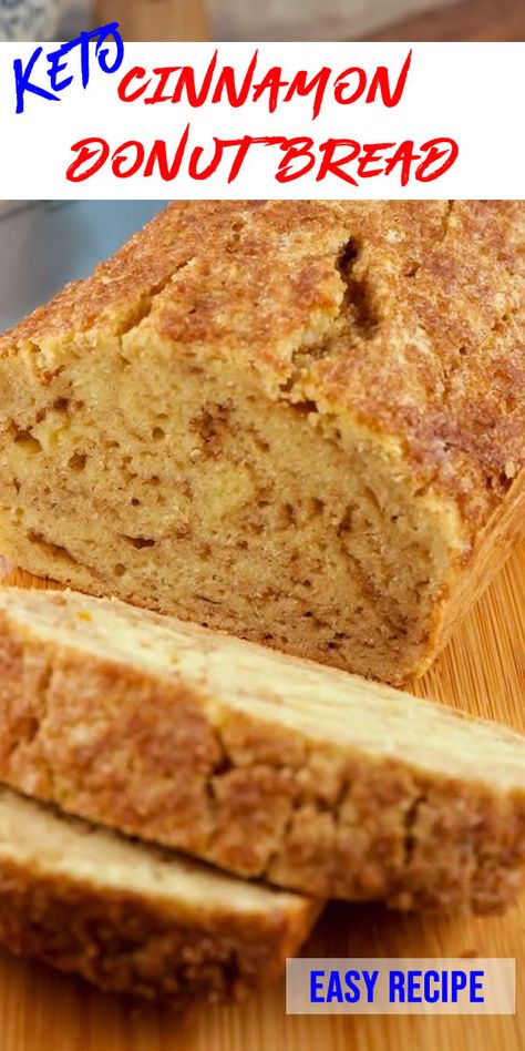 homemade gluten free cinnamon donut loaf bread that is low carb & keto friendly Keto Dessert Bread, Keto Quick Breads, Keto Breakfast Breads, Low Carb Breakfast Bread Recipes, Keto Bread Recipes Easy, 0 Carb Bread Recipe, Keto Quick Bread Recipes, Low Carb Gluten Free Bread Recipes, Sweet Keto Breakfast Easy