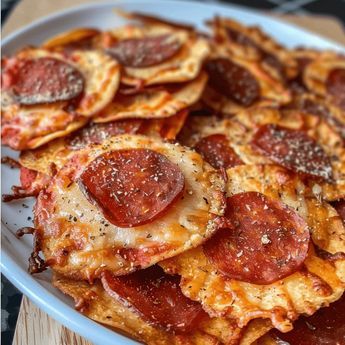 If you’re looking for a fun and tasty snack ... Appetizer Recipes With Pepperoni, 2 Ingredient Pizza Chips, Easy Pizza Appetizers For A Party, Pizza Chips Recipe, Appetizer Recipes Pizza, Pizza Dough Appetizers Ideas, Snacks With Cheese, Pepperoni Snacks, Easy Salty Snacks