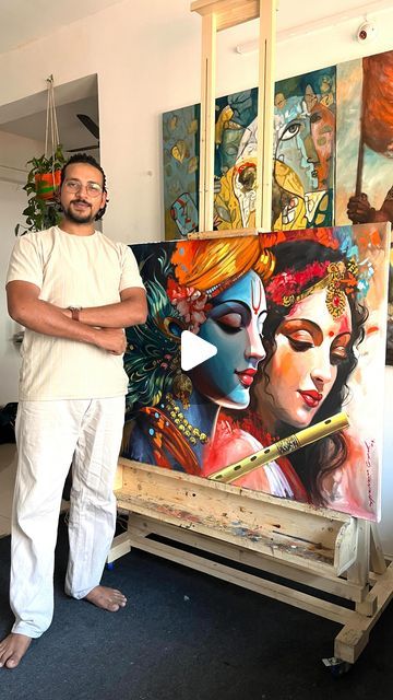 Radha Krishna Beautiful Painting, Radha Krishna Painting For Bedroom, Acrylic Painting Of Krishna, Radha Krishna Oil Painting On Canvas, Radha Krishna Painting On Wall, Radha Krishna Watercolor Painting, Krishna Canvas Painting Acrylics, Radha Krishna Oil Painting, Krishna Painting Abstract