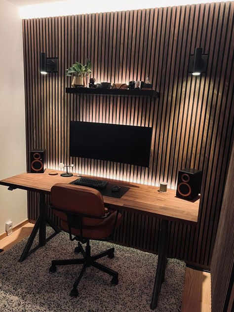 smart work setup and desk station Home Music Rooms, Small Office Design, Modern Home Offices, Bedroom Design Trends, Home Studio Setup, Small Home Offices, Small Bedroom Designs, Home Studio Music, Small Home Office