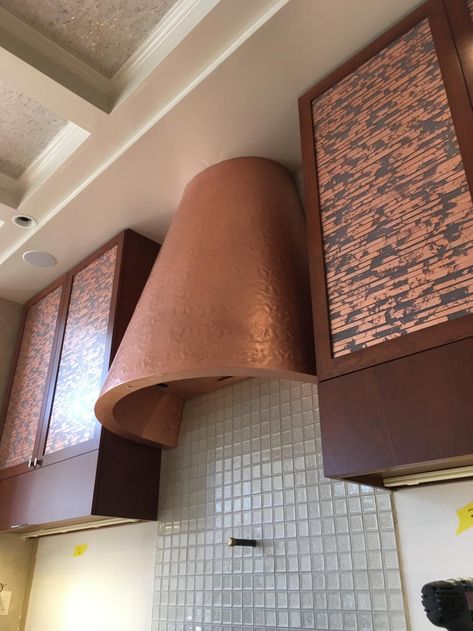 Copper Cooker Hood, Range Hood Vaulted Ceiling Copper, Oven Hoods Copper, Copper Vent Hood Kitchen Custom Made Home Improvement Products, Copper Hood Vent, Aga Kitchen, Circle City, Copper Range, 48” Copper Range Hood