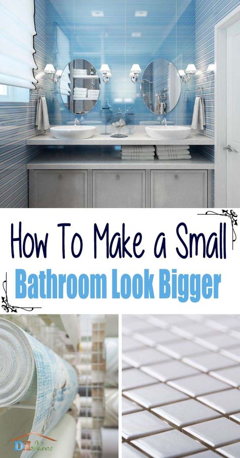 How To Make A Small Bathroom Look Bigger. Looking for small bathroom tricks and tips? Wanna know how to make a small bathroom look bigger? Discover the best small bathroom designs that will brighten up your space and make the whole room feel bigger! #decorhomeideas How To Remodel A Bathroom On A Budget, Convert Tub To Shower In Small Bathroom, Tile To Make Small Bathroom Look Bigger, Tiles To Make Bathroom Look Bigger, Small Bathroom High Ceiling, Narrow Bathroom Tile Ideas, Making A Small Bathroom Look Larger, Small Bathroom Big Tiles, How To Make A Bathroom Look Bigger