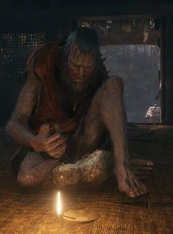 Sculptor | Sekiro: Shadows Die Twice Wiki | Fandom Prosthetic Arm, Sekiro Shadows Die Twice, Buddha Idol, The Hermit, Buddha Statues, Kingfisher, Battlefield, Character Design Inspiration, Sculptor