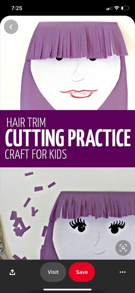 Montessori, Art And Craft Preschool Ideas, Hairdresser Preschool Activities, Occupation Crafts For Preschool, Scissors Practice, Kids Educational Crafts, Scissors Skills, Haircut Girl, Preschool Art Projects