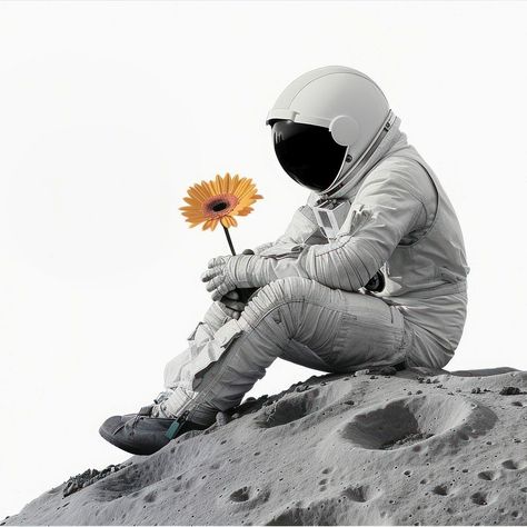 Collage of astronaut flower outdoors sitting. | premium image by rawpixel.com / ton Astronaut Aesthetic, Astronaut Png, Vintage Astronaut, Aesthetics Photos, Astronaut Graphic, Collage Pieces, Fear Of Flying, Canva Elements, Printable Templates