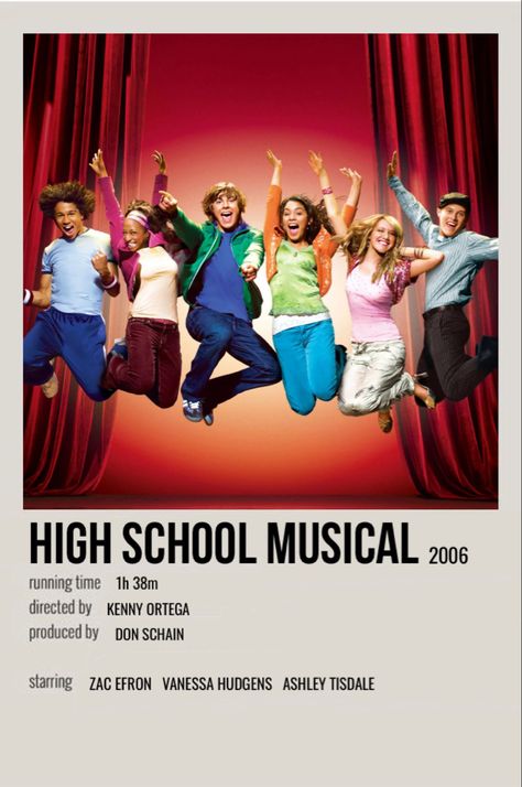 minimal polaroid movie poster for high school musical High School Movies, Hig School, Polaroid Movie Poster, High School Music, High School Musical 3, Iconic Movie Posters, Girly Movies, Film Posters Minimalist, Musical Film