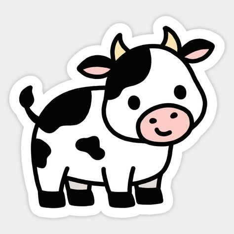 Cute cow -- Choose from our vast selection of stickers to match with your favorite design to make the perfect customized sticker/decal. Perfect to put on water bottles, laptops, hard hats, and car windows. Everything from favorite TV show stickers to funny stickers. For men, women, boys, and girls. Cows Painted On Rocks, Cute Cow Doodle, Bouquet Toppers, Cute Cow Sticker, Cow Clip Art, Cow Stickers, Serie Bmw, Adobe Fresco, Cow Painting