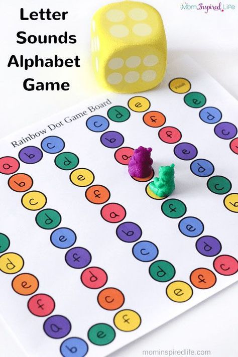 This letter sounds alphabet board game is a really fun way for preschool and kindergarten students to learn letters and letter sounds! Letter Sounds Preschool, Alphabet Game, Alphabet Board, Dots Game, Alphabet Sounds, Alphabet Games, Teaching Letters, Preschool Letters, Preschool Games