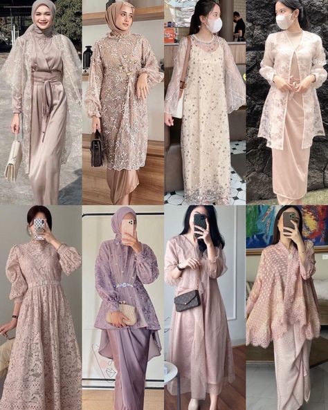 Mix And Match Outfits Hijab, Dress Brokat Modern, Dress Muslim Modern, Kondangan Outfit, Braidsmaid Dresses, Batik Dress Modern, Kebaya Modern Dress, Dress Kebaya, Batik Kebaya