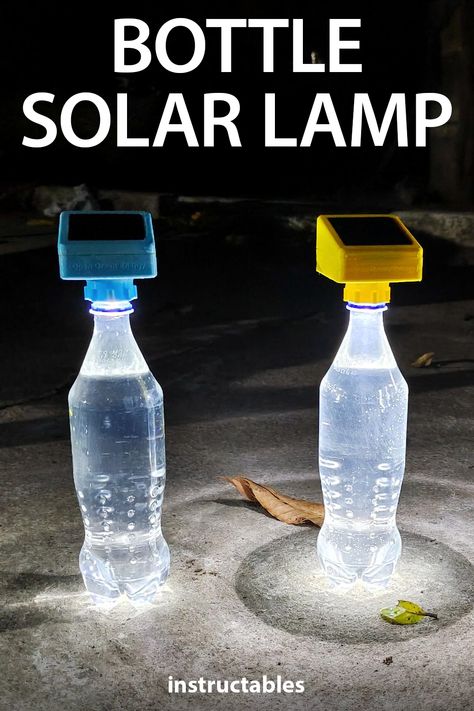 opengreenenergy used Fusion 360 to design this nifty 3D printed adapter that makes a water bottle into a solar lamp! #Instructables #3Dprint #3Ddesign #Fusion360 #camping Uses For Plastic Bottles, Solar Lamps Diy, Olive Oil Packaging, Free Energy Projects, Sustainability Projects, Reuse Plastic Bottles, Diy Plastic Bottle, 3d Printing Diy, Electronics Projects Diy