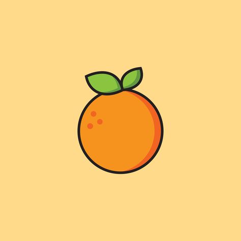 Cute and simple orange icon on orange background. Flat design illustration by Ennbe #orange#orangeicon#fruit#fruity#citrus#refreshing#oj#orangejuice#round#fresh#icon#minimal#simple#orangeaesthetic#flatdesignillustration#illustration Fruit Simple Drawing, Orange Simple Drawing, Orange Cute Drawing, Simple Orange Drawing, Fruit Icon Aesthetic, Orange Illustration Fruit, Orange Kawaii Aesthetic, Simple Fruit Drawings, Orange Tattoo Fruit Minimal