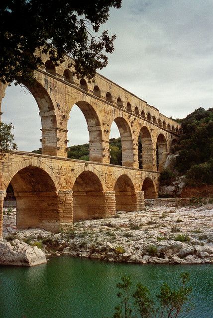 The ancient roman aqueduct Pont du Gard ~ Nimes ~ Provence ~ France Roman Aqueduct, Southern France, Provence France, Old Stone, Ancient Architecture, Ancient Ruins, Ancient Rome, Ancient Romans, France Travel