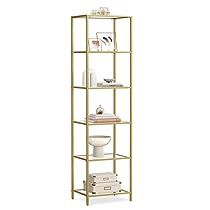 Glass Bookshelves, Gold Bookshelf, Narrow Bookshelf, 4 Shelf Bookcase, Tall Shelves, Narrow Shelves, Open Bookshelves, Tempered Glass Shelves, Etagere Bookcase